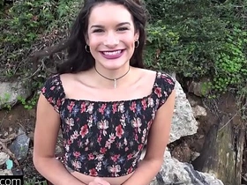 Young girl shows off her tiny pussy in public