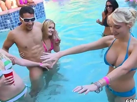 Hairy bears and hot girls get wild by the pool