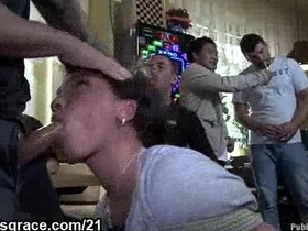 Big-breasted woman restrained and penetrated outdoors