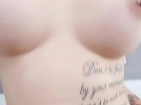 Delightful teen with big tits reveals pink nipples in POV